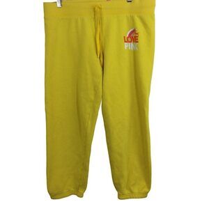 Victoria Secret Womens Love PINK Sweat Cropped Pants Yellow Size Medium
